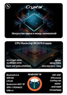 Автомагнитола RedPower 850 Crystal PRO 8/256 GB 10 дюймов с крутилками